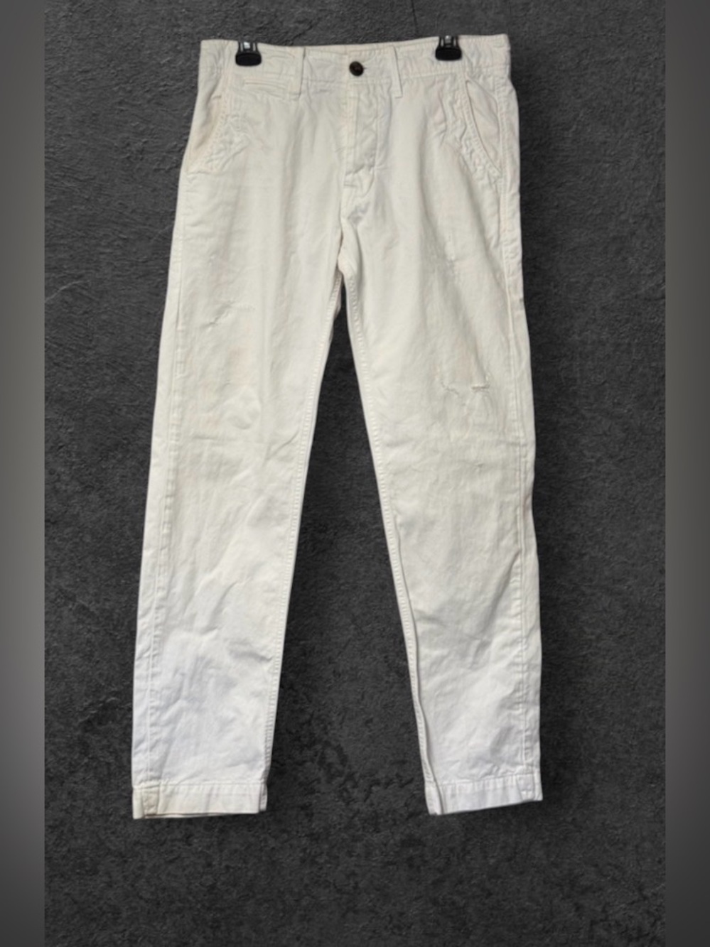 True Religion White Slim Button Fly distressed Chino Pants SZ 31